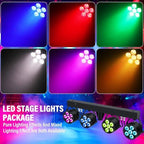 DJ Stage Lights with Stand, 240W RGBW LED Par Light, DMX, Wireless Footpedal, Remote Control, Sound-Activated, alternate view