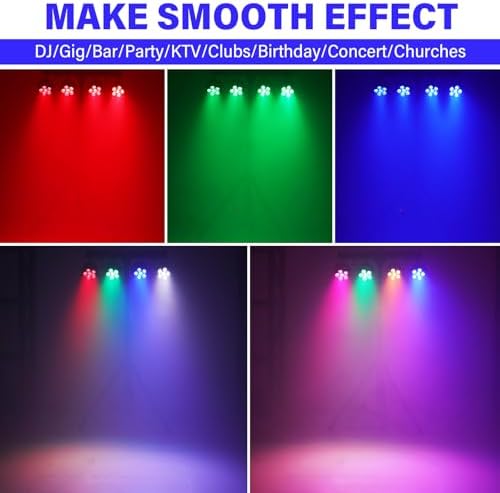DJ Stage Lights with Stand, 240W RGBW LED Par Light, DMX, Wireless Footpedal, Remote Control, Sound-Activated, alternate view