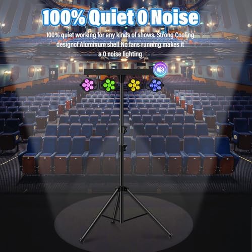 DJ Stage Lights with Stand, 240W RGBW LED Par Light, DMX, Wireless Footpedal, Remote Control, Sound-Activated, alternate view