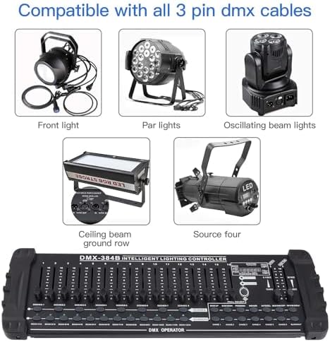 DMX512 DJ Controller 384CH DMX Cotroller Use for Program Editing of Bar Club Live Lights Show Support 30 Banks 8, alternate