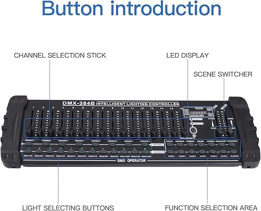 DMX512 DJ Controller 384CH DMX Cotroller Use for Program Editing of Bar Club Live Lights Show Support 30 Banks 8, alternate