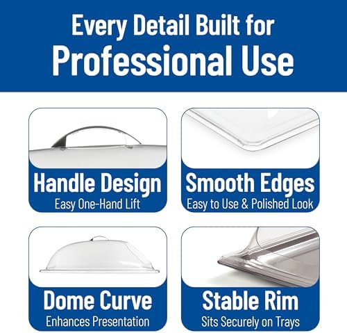 Dome Cover - Clear End Cut Food Cover for Displays, 21.25in Plastic Dome with Handle, Commercial Use in Clear, alternate view