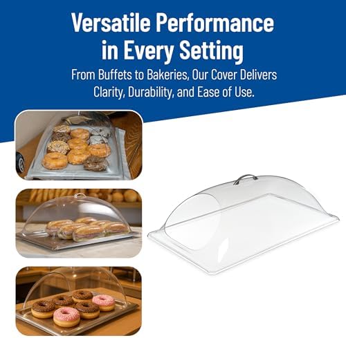 Dome Cover - Clear End Cut Food Cover for Displays, 21.25in Plastic Dome with Handle, Commercial Use in Clear, alternate view