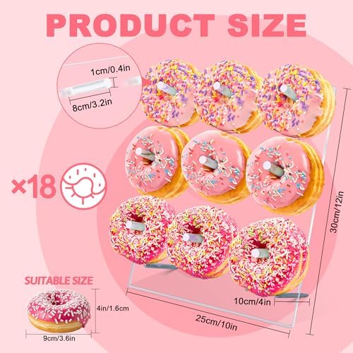 Donut Stand 2 Pack Clear Acrylic Donut Wall Display Stand for Dessert Table in Clear, alternate view 3