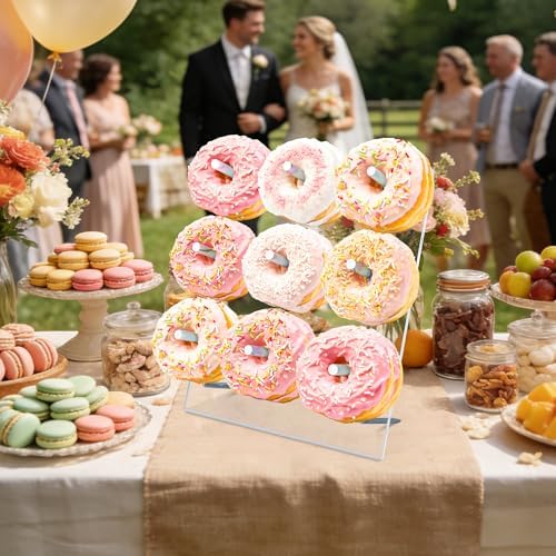 Donut Stand 2 Pack Clear Acrylic Donut Wall Display Stand for Dessert Table in Clear, alternate view 5