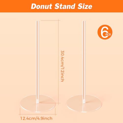Donut Stand 6 Pack, Acrylic Bagel Stand, Clear Doughnut Holder in Clear, alternate view 3