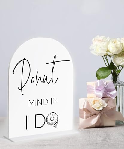 Donuts Table Sign, White Arch Acrylic Wedding Sign, Donut Decor, Wedding Signs for Ceremony and Reception, alternate view 2