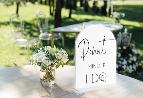 Donuts Table Sign, White Arch Acrylic Wedding Sign, Donut Decor, Wedding Signs for Ceremony and Reception, alternate view 4