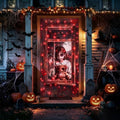Door Cover Decor Lights, 35*79 inch Front Door Decor with 8 Modes in Red1
