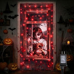 Door Cover Decor Lights, 35*79 inch Front Door Decor with 8 Modes in Red1, alternate view 2