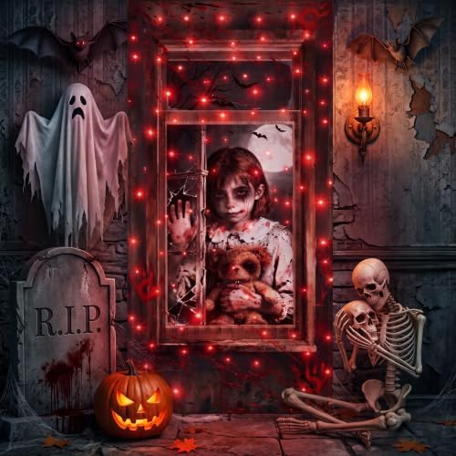 Door Cover Decor Lights, 35*79 inch Front Door Decor with 8 Modes in Red1, alternate view 3