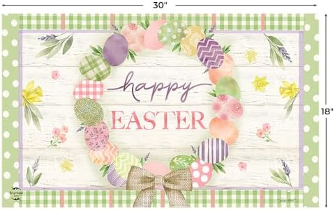 Doormat 30x18 Indoor Outdoor Easter Egg Wreath for Easter Doormat, alternate view 3