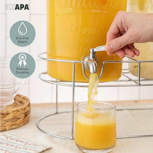 Double Glass Beverage Dispenser with Stand, 2 Gal Each - Flip Top, alternate view 4