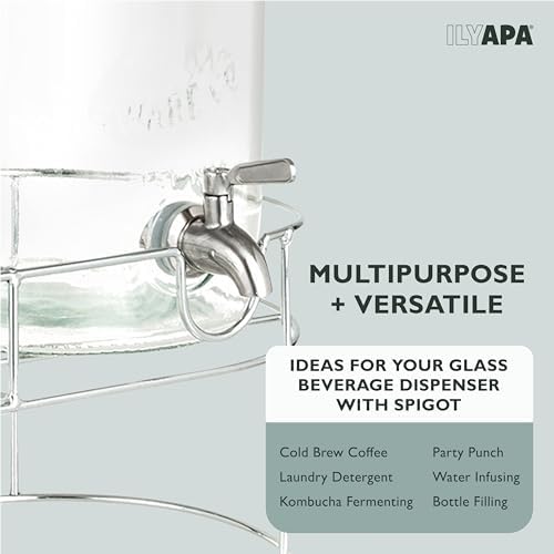 Double Glass Beverage Dispenser with Stand, 2 Gal Each - Flip Top, alternate view 6