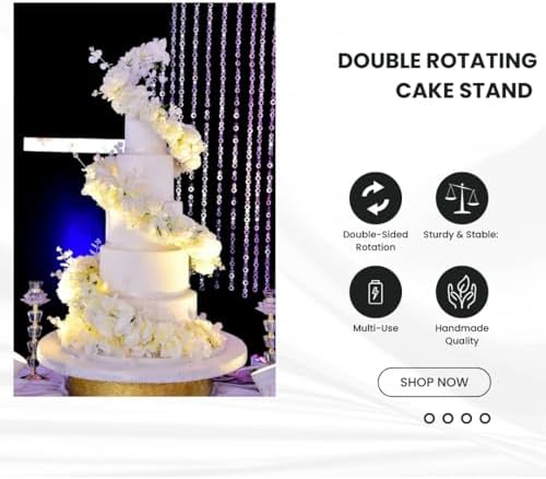 Double Rotating Cake Stand for Big Wedding Cake - 360° Smooth Turntable for Decorating & Display (24 inches) in, alternate