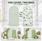 Double-Sided Gingham & Floral Arch Backdrop Covers, Green, 7.2 & 6 ft in 7.2FT & 6FT in Green, alternate view 2