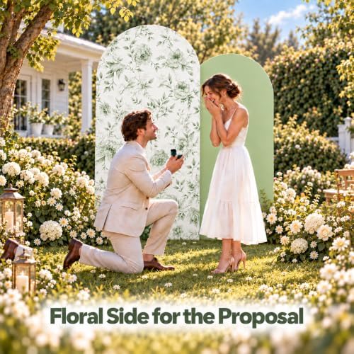 Double-Sided Gingham & Floral Arch Backdrop Covers, Green, 7.2 & 6 ft in 7.2FT & 6FT in Green, alternate view 3