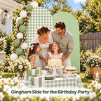 Double-Sided Gingham & Floral Arch Backdrop Covers, Green, 7.2 & 6 ft in 7.2FT & 6FT in Green, alternate view 4