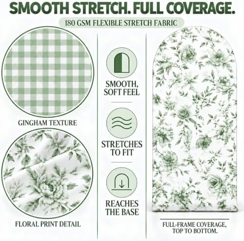 Double-Sided Gingham & Floral Arch Backdrop Covers, Green, 7.2 & 6 ft in 7.2FT & 6FT in Green, alternate view 5