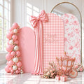 Double-Sided Gingham & Floral Arch Backdrop Covers, Pink, 7.2 & 6 ft in 7.2FT & 6FT in Pink