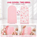 Double-Sided Gingham & Floral Arch Backdrop Covers, Pink, 7.2 & 6 ft in 7.2FT & 6FT in Pink, alternate view 2