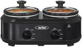 Double Slow Cooker,2 Pot Small Mini Crock Buffet Servers and Warmer, Dual Pot Oval Manual Slow Cooker with
