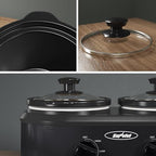 Double Slow Cooker,2 Pot Small Mini Crock Buffet Servers and Warmer, Dual Pot Oval Manual Slow Cooker with, alternate view 4