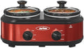 Double Slow Cooker,2 Pot Small Mini Crock Buffet Servers and Warmer, Dual Pot Oval Manual Slow Cooker with