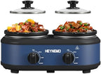 Double Slow Cooker Buffet Server, 2 x1.25 QT Dual Ceramic Pots Food Warmer with Individual Temp Controls