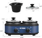 Double Slow Cooker Buffet Server, 2 x1.25 QT Dual Ceramic Pots Food Warmer with Individual Temp Controls, alternate view 3