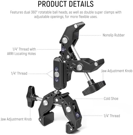 Double Super Clamp Camera Mount with Magic Arm, Cold Shoes, alternate view 2