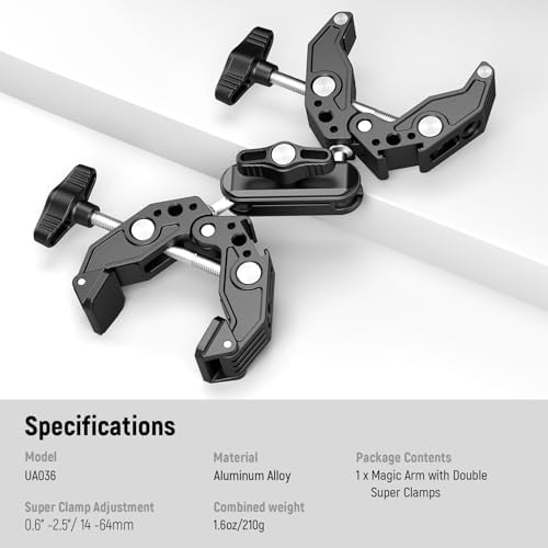 Double Super Clamp Camera Mount with Magic Arm, Cold Shoes, alternate view 7