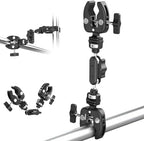 Double Super Clamp Camera Mount with Magic Arm, NATO Interface, Cold Shoes, 1/4" Locating Holes for ARRI, Desk