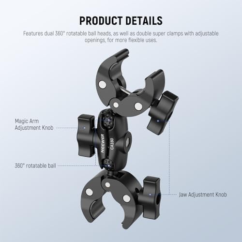 Double Super Clamp Mount with Magic Arm, 360° for Pole, Desk, CA160, alternate view 2