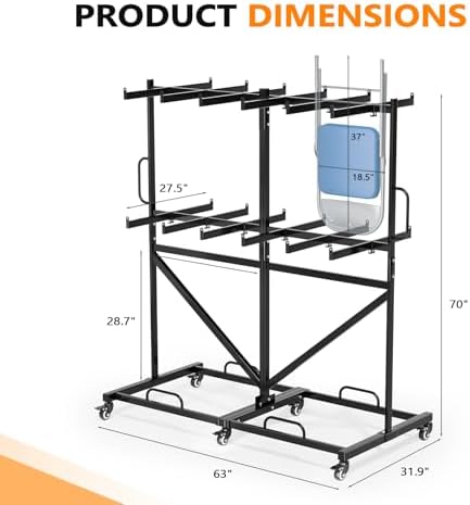 Double-Tier Chair Rack, Holds 84 Chairs or 12 Tables, 1000 lb, alternate view 2