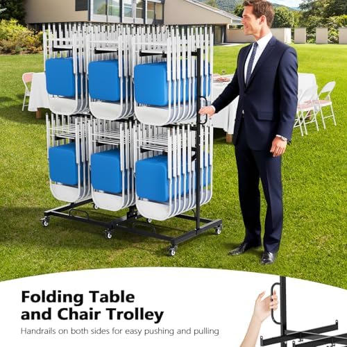 Double-Tier Chair Rack, Holds 84 Chairs or 12 Tables, 1000 lb, alternate view 4
