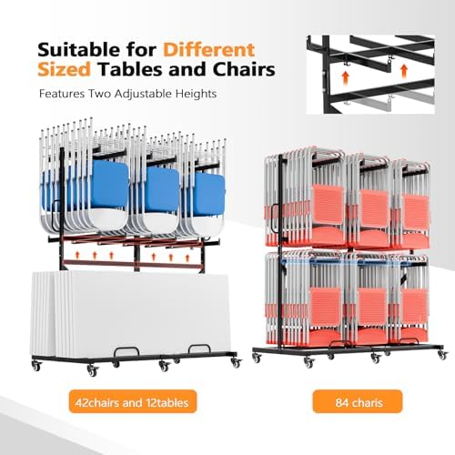 Double-Tier Chair Rack, Holds 84 Chairs or 12 Tables, 1000 lb, alternate view 5