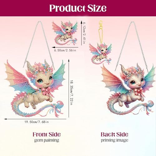 Dragon Diamond Painting Double-Sided Wall Hanging Set, DIY Irregular Shaped Rhinestone Window Decoration Set, alternate view