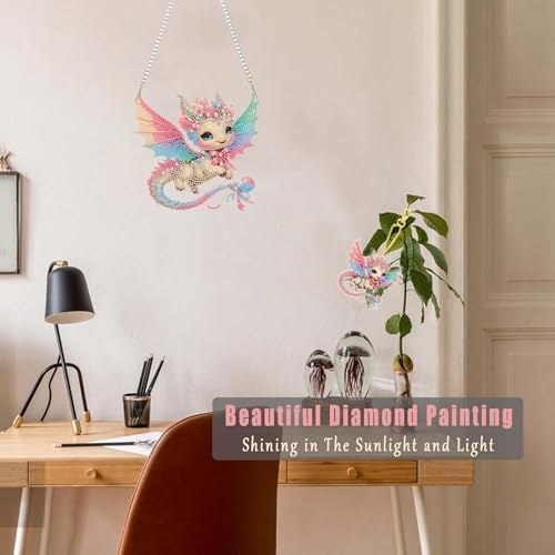 Dragon Diamond Painting Double-Sided Wall Hanging Set, DIY Irregular Shaped Rhinestone Window Decoration Set, alternate view