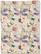 Dragonfly Blanket - Retro Butterfly Floral Pastel Fleece Throw, Gifts for Kids Women, Soft & Warm, Lightweight