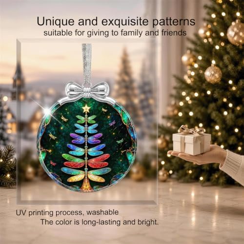 Dragonfly Tree Christmas Ornament Crystal Glass 3*3.3 IN for XmasTree Decor, alternate view 5
