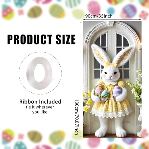 Dress Bunny Easter Door Cover 35x71 Inches Polyester in 35x71 Inches, alternate view 3