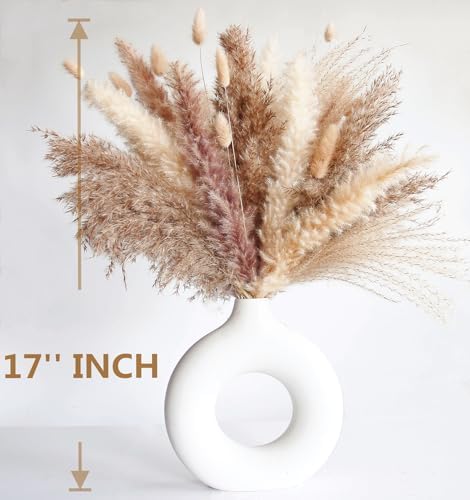 Dried Pampas Grass Decor, 128PCS Pampas Grass with Bunny Tails Dried Flowers, Reed Grass Bouquet for Wedding, alternate view