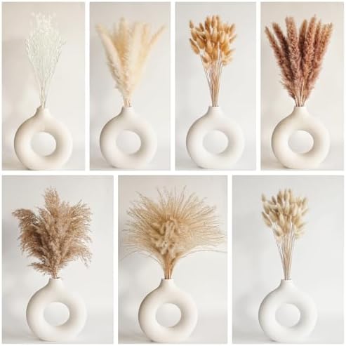 Dried Pampas Grass Decor, 128PCS Pampas Grass with Bunny Tails Dried Flowers, Reed Grass Bouquet for Wedding, alternate view
