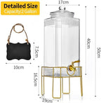 Drink Dispenser,2 Gallon Drink Dispensers for Parties, Beverage Dispenser with Stand, Glass Lid and Stainless, alternate view