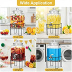 Drink Dispenser, Drink Dispensers for Parties, 1 Gallon Glass Beverage Dispenser with Stand and Glass Lid, 100%, alternate