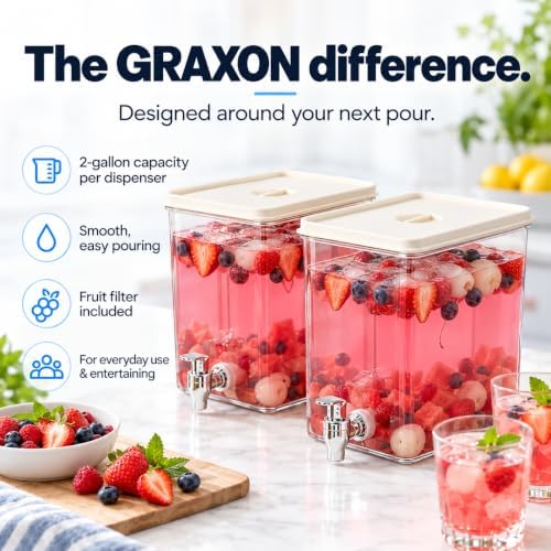Drink Dispenser for Fridge (2 Gallon) Stackable Cube Design (2 Pack), alternate view 6