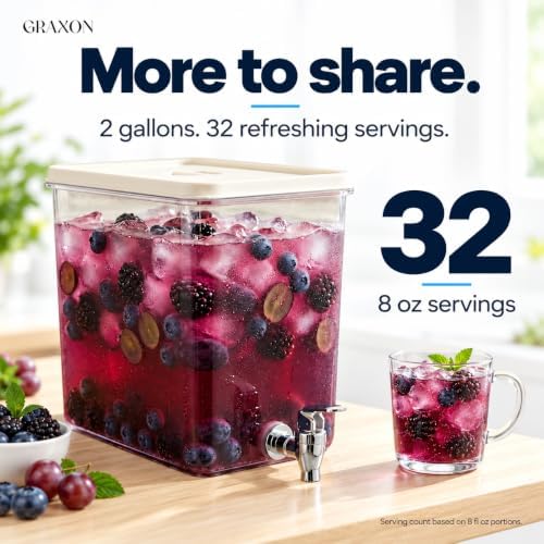 Drink Dispenser for Fridge (2 Gallon) Stackable Cube Design (3 Pack), alternate view 4