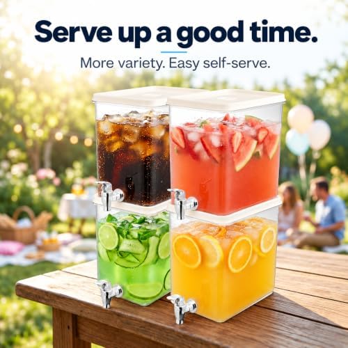 Drink Dispenser for Fridge (2 Gallon) Stackable Cube Design (3 Pack), alternate view 5