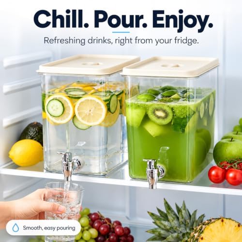 Drink Dispenser for Fridge (2 Gallon) Stackable Cube Design (4 Pack), alternate view 3